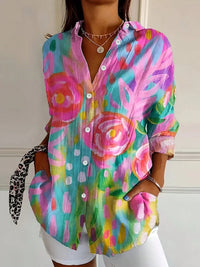 Astrid | Bunte Musterbluse in Rosa