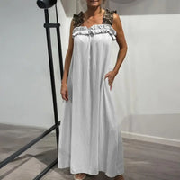 Neapel™ Maxikleid aus leichter Viskose mit Leo-Trägern und lockerem Fall in Weiß