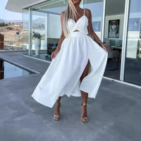 Fiora™ Kleid mit Feinem Cut-Out und Elegantem Schlitz in Weiß