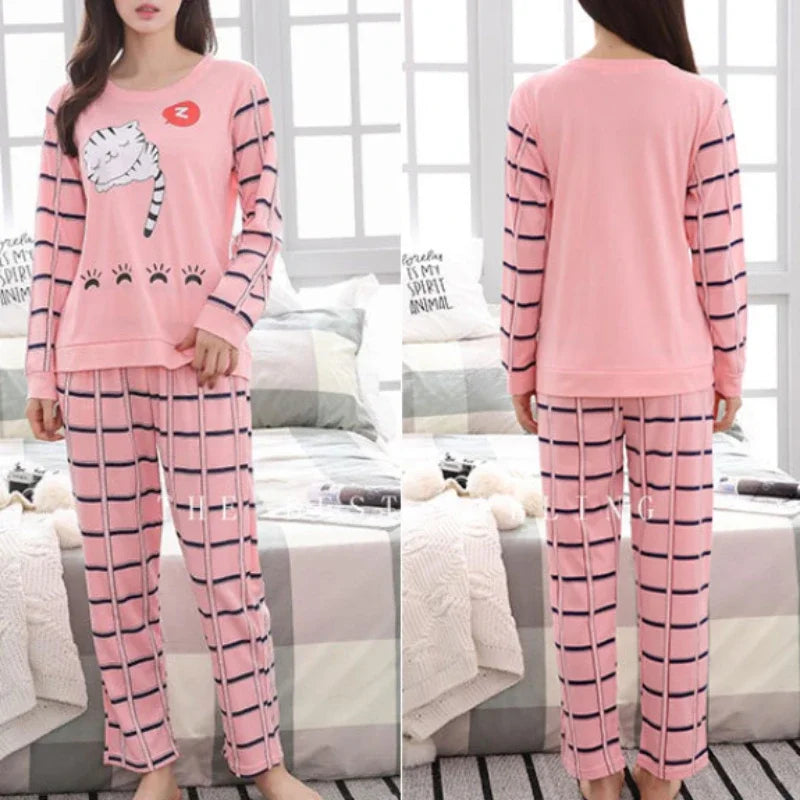 Alysa - Gemütliches Langarm-Oberteil und Pyjama-Set für Damen