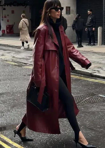 Fudus | Elegante Lange Jacke Mit Schnürung Für Damen