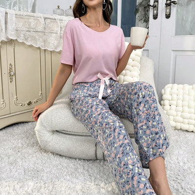 Embe- Sommer Lounge-Set mit Kurzem Oberteil und Langer Hose für Damen