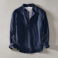 Nevio | Herren Langarm-Henley-Shirt in Marineblau