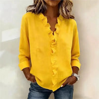Sorelle™ Bluse mit Vertikalem Rüschendetail und Zeitlosem Stil in Gelb