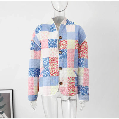 Harpij | Gewatteertes Patchwork-Jacke mit Blumen- und Gingham-Prints