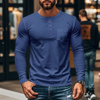 Northline™ Langarmshirt Mit Henley-Kragen und Figurbetonter Passform in Blau