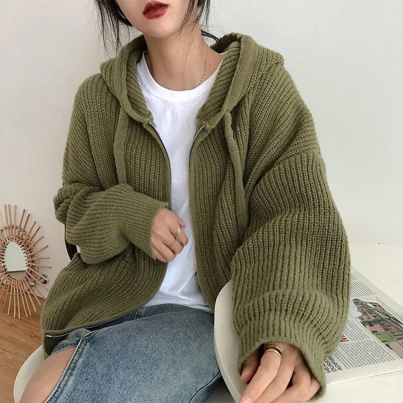 Ditte - Strickpulli mit Kapuze und Reißverschluss für Frauen