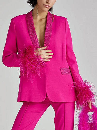 Nissa- Langarm Patchwork Blazer mit Rauten-Muster