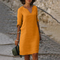 V-Ausschnitt Kleid für Frauen | Midi in Orange