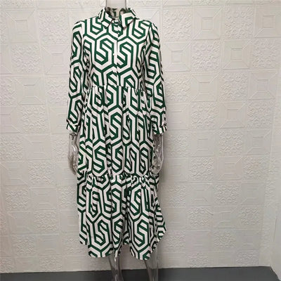 Adelona | Langärmliges Kleid mit geometrischem Muster