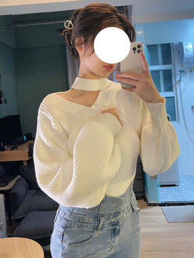 Stella - Damen Cropped Pullover mit Ausschnitt