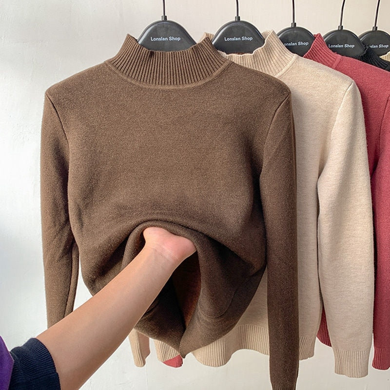 Eleganter Rollkragen-Strickpullover mit langen Ärmeln für Damen | Ideal für den Winter