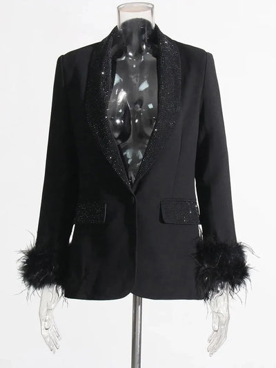 Nissa- Langarm Patchwork Blazer mit Rauten-Muster
