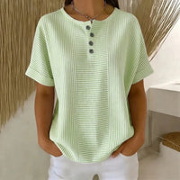 Euddora™ Bluse Mit Feinen Streifen und Knopfleiste in Grün