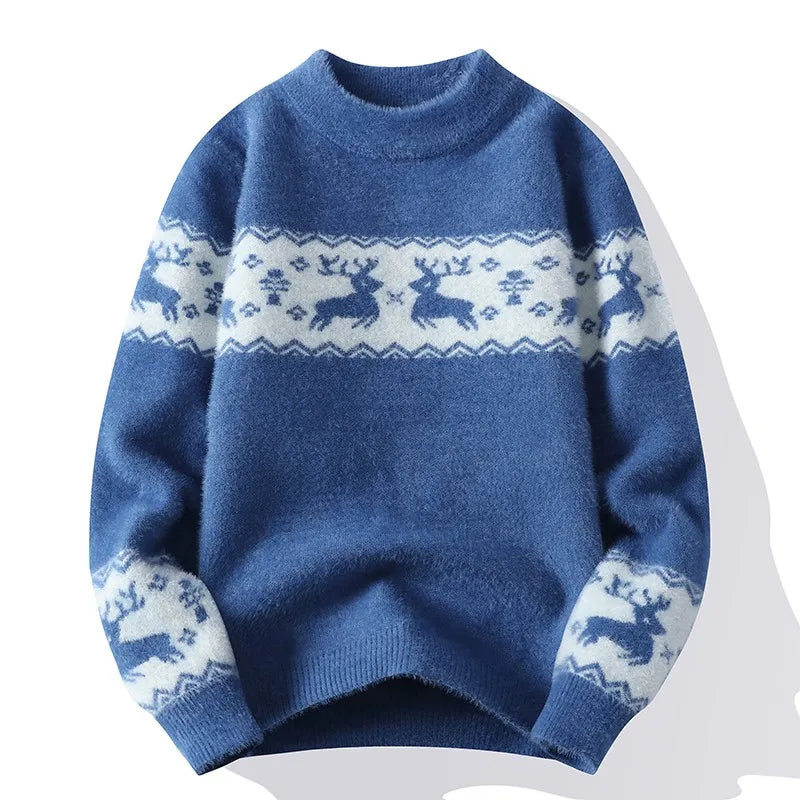 Reiner - Warmer Strickpullover mit Weihnachtshirsch-Aufdruck für Männer