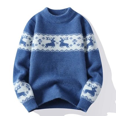 Reiner - Warmer Strickpullover mit Weihnachtshirsch-Aufdruck für Männer