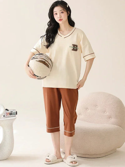 Guinevere- Gemütliches O-Neck Top und Pyjama für Damen