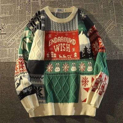 Elvi- Unisex Weihnachtspullover mit langen Ärmeln