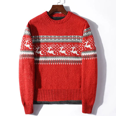 David - Warmer Jacquard-Strickpullover mit Rundhalsausschnitt und Weihnachtsmotiv für Männer