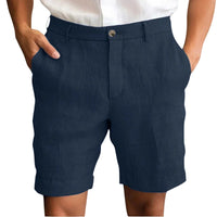 Calen | Herren Leinen Shorts Schmal Sommer Komfort Casual Leicht in Marineblau