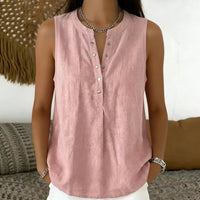 Bluse Nadine™ mit Knopfleiste und Rundhalsausschnitt in Rosa