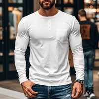 Northline™ Langarmshirt Mit Henley-Kragen und Figurbetonter Passform in Weiß