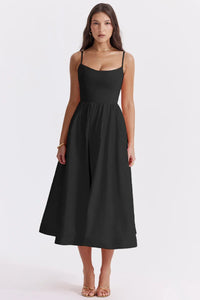 Evelyn | Damen Kleid Subtil Elegant Zeitlos Feminin Casual Modern in Schwarz