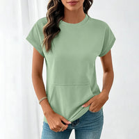 Elara™ T-Shirt Mit Leichtem Fall und Minimalistischem Design in Grün