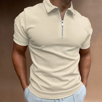 Evan | Zip-Poloshirt mit moderner Linie in Beige