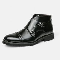 Leon | Monk Strap Stiefeletten aus Ecopelle in Schwarz