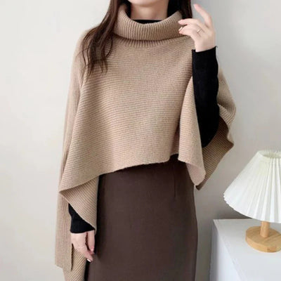 Elina - Unregelmäßiger Vintage Strickpulli mit Rollkragen für Frauen