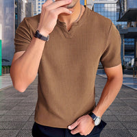 Matthias™ T-Shirt aus Strukturierter Baumwollstrickware im Old-Money-Stil in Braun