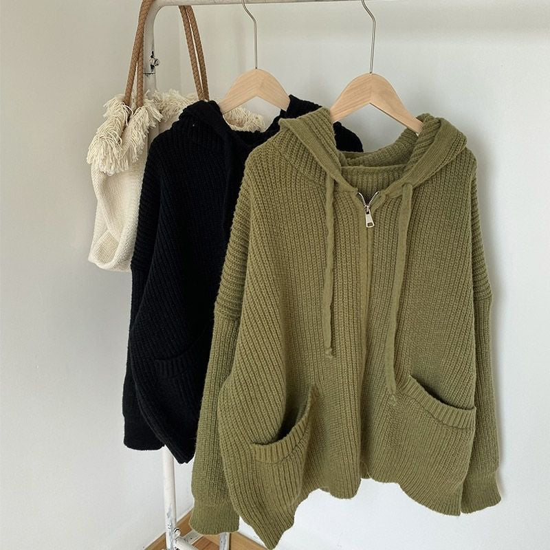 Ditte - Strickpulli mit Kapuze und Reißverschluss für Frauen