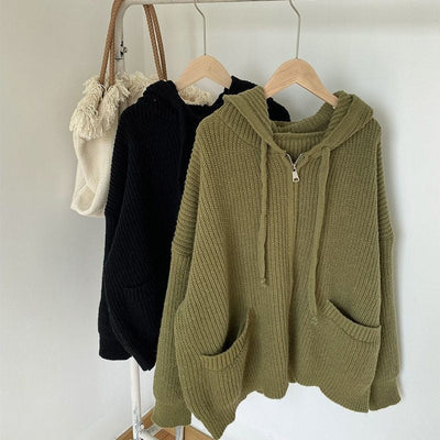 Ditte - Strickpulli mit Kapuze und Reißverschluss für Frauen