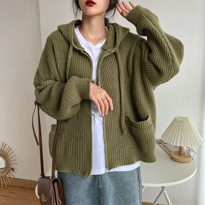 Ditte - Strickpulli mit Kapuze und Reißverschluss für Frauen