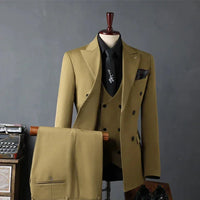 Vossler™ 3-Teiliges Anzugset In Premium-Alfaiataria in Khaki