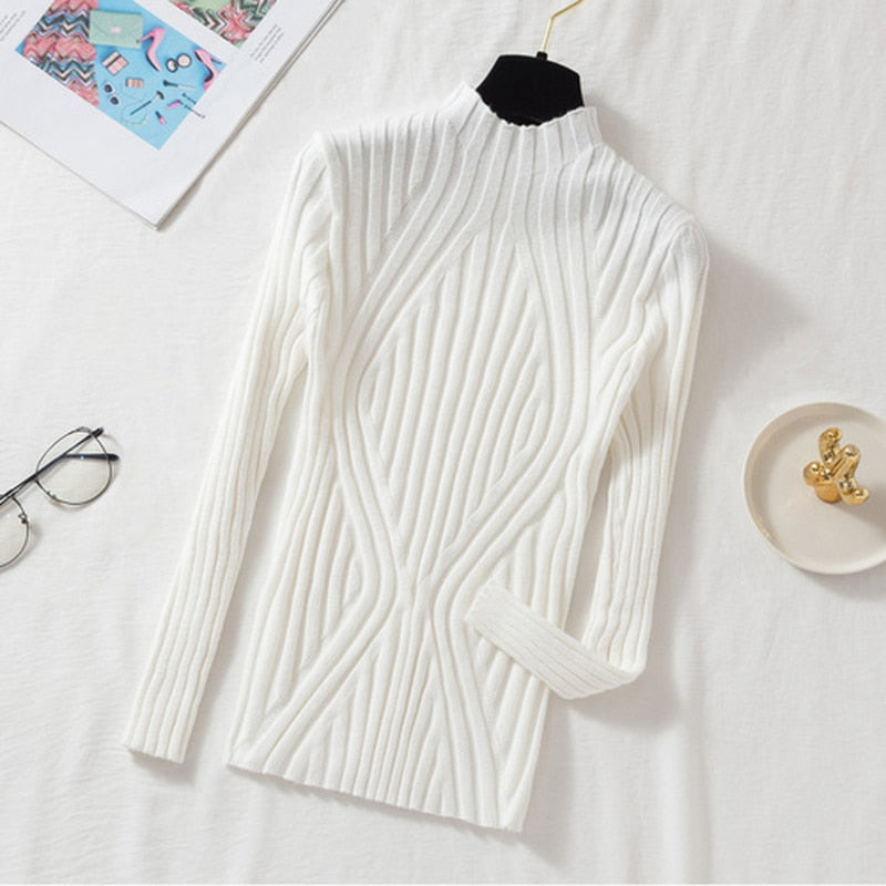 Vintage-Strickpullover mit halbem Rollkragen und langen Ärmeln für Damen |  Ideal für den Winter