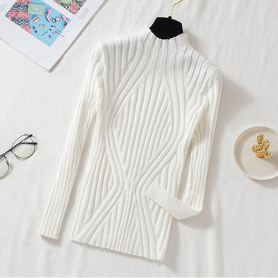 Vintage-Strickpullover mit halbem Rollkragen und langen Ärmeln für Damen |  Ideal für den Winter