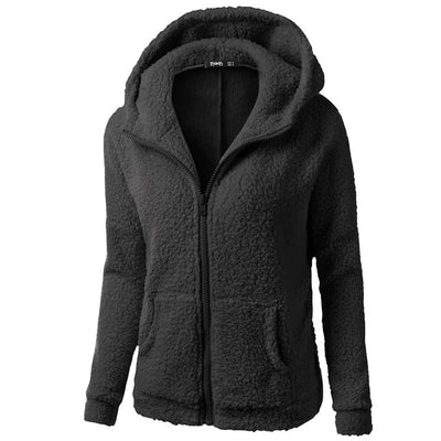 Eleganter Warmer Kapuzenpullover aus Teddy-Fleece mit Reissverschluss für Damen | Ideal für den Winter