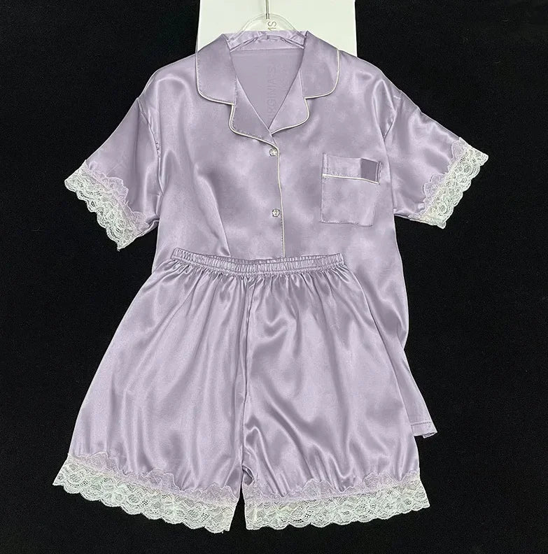 Susan - Seidennachtwäsche-Set mit Kurzärmeligem Oberteil und Shorts für Frauen