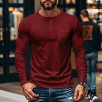 Northline™ Langarmshirt Mit Henley-Kragen und Figurbetonter Passform in Bordeauxrot