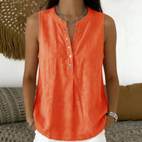 Bluse Nadine™ mit Knopfleiste und Rundhalsausschnitt in Orange