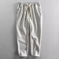 Lorenz™ Hose aus Baumwoll-Leinen mit Eleganten Streifen in Weiß