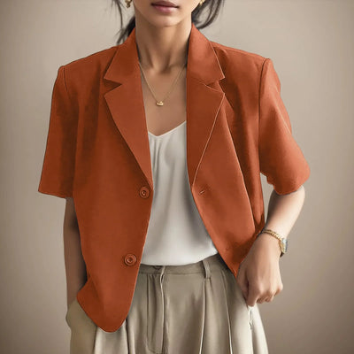 Alona - Blazer Jacke mit Kurzen Ärmeln und Zwei Knöpfen für Frauen