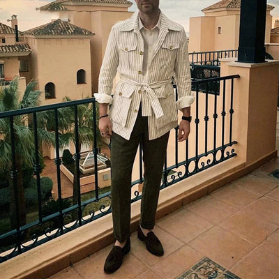 Theo | Casual gestreiftes Leinenjacket