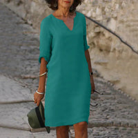 V-Ausschnitt Kleid für Frauen | Midi in Grün