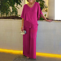 Mirelly™-Set aus Premium-Strick mit Asymmetrischem Oberteil und Eleganter Hose in Pink