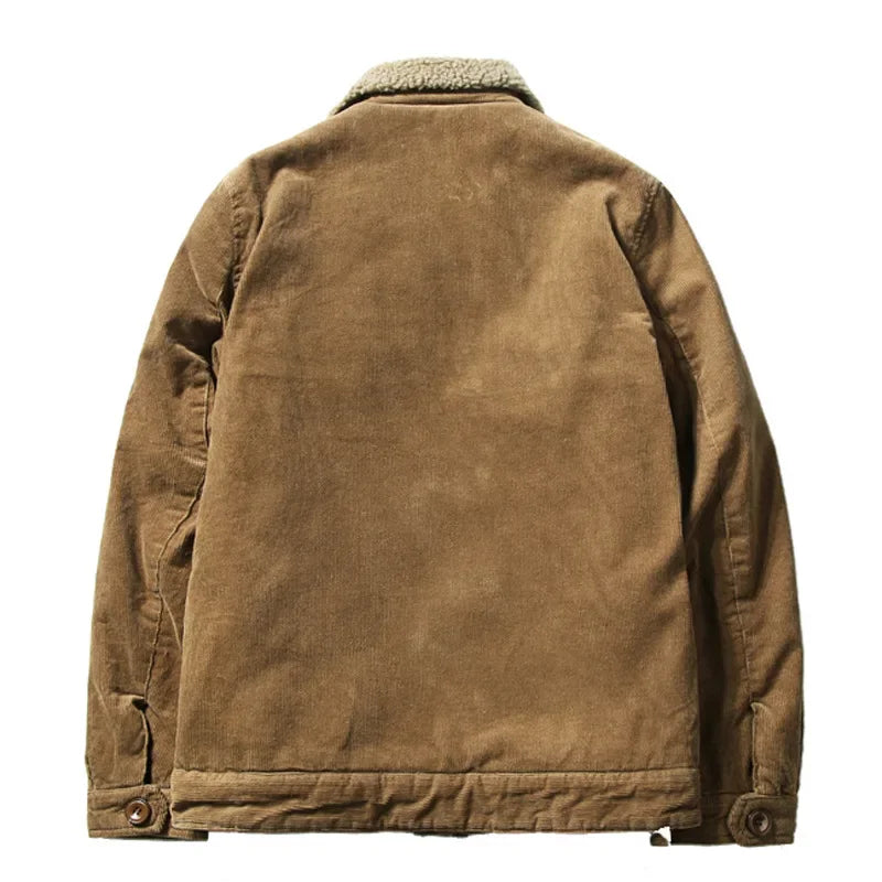 Alfons - Fleecegefütterte Cord-Winterjacke mit Umlegekragen und Knopfverschluss für Männer
