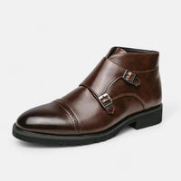 Leon | Monk Strap Stiefeletten aus Ecopelle in Braun