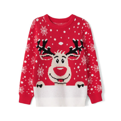 Rudi - Strickpullover mit Rundhalsausschnitt und weihnachtlichem Rentier-Print für Männer und Frauen
